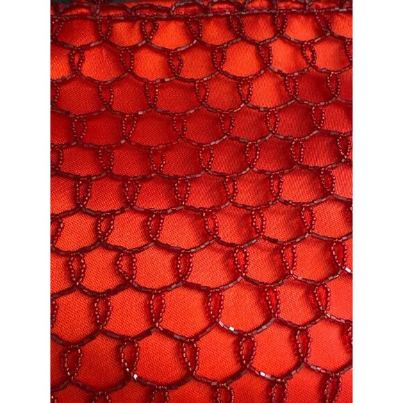 Red Bijoux Terner Evening Handbag With Beaded Pattern & Rope Handles - Picture 4 of 4